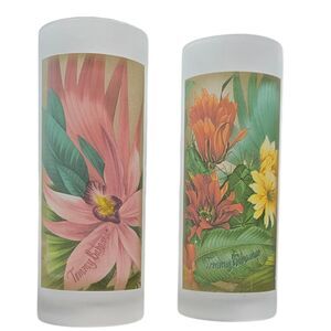 Tommy Bahama Frosted Highball Glasses Tropical Floral Tumbler Set 2 6.75”